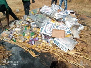 Seized cartons of alcohol and Gogoro destroyed by Katsina State Hisbah Board